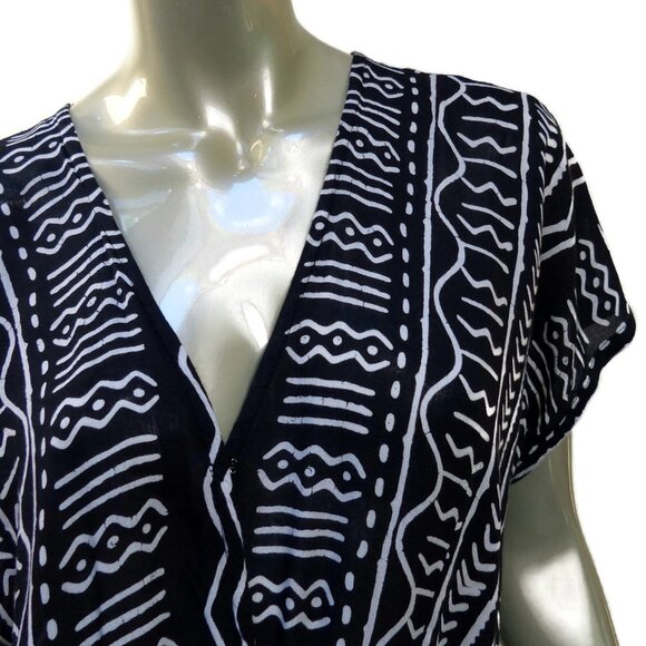 World Market Jumpsuit Corset  S-M Back Black White Tribal Mudprint Style Relaxed - Picture 4 of 8